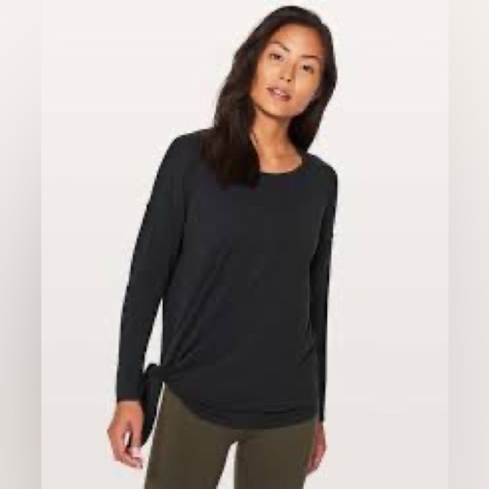 Lululemon to the point long sleeve side tie shirt size 4 in Black - Picture 3 of 8